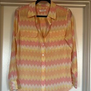 Equipment Yellow and Pink Blouse